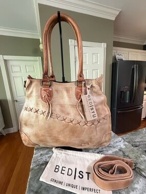 BED|STU Bruna Tan Distressed Leather Shoulder Tote